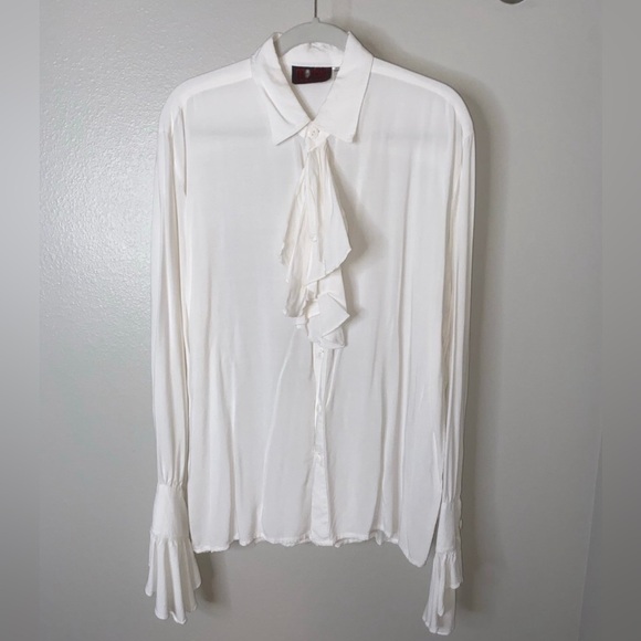 Bridgerton dress shirt ruffle sleeve collar details 23in chest - Picture 5 of 7